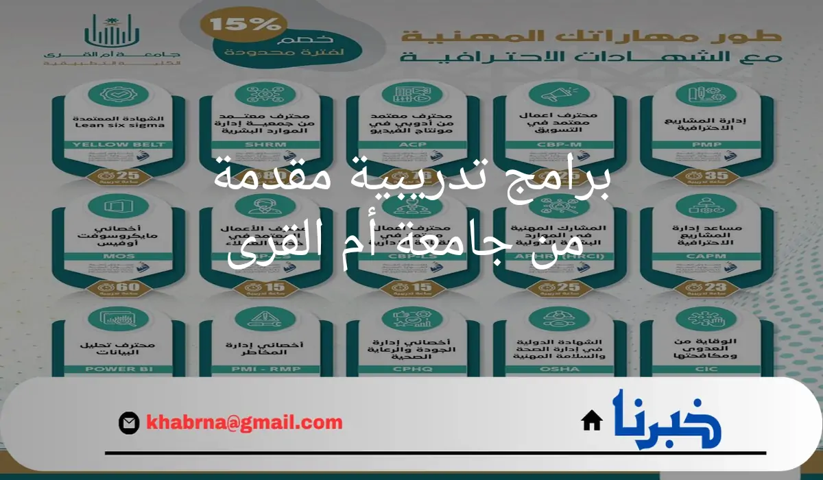 "مبادرة إحترافي"برامج تدريبية مقدمة من جامعة أم القرى .. وشهادتين "مهنية واختبار" للمتدرب